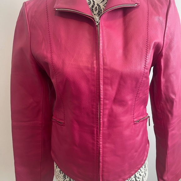 OXYHO Sorento genuine leather barbie pink jacket - Picture 2 of 6